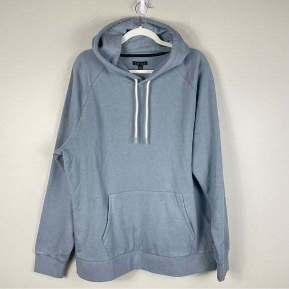 Zelos Mens Large Sweatshirt Hooded Long Sleeve Shift Gray Cotton Blend - Picture 1 of 9